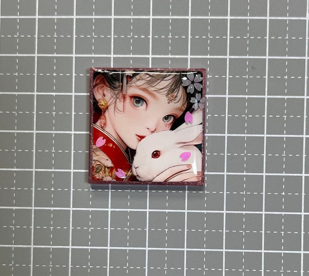 感謝価格(ㅅ´꒳` )少女とうさちゃん  レジンヘアゴム