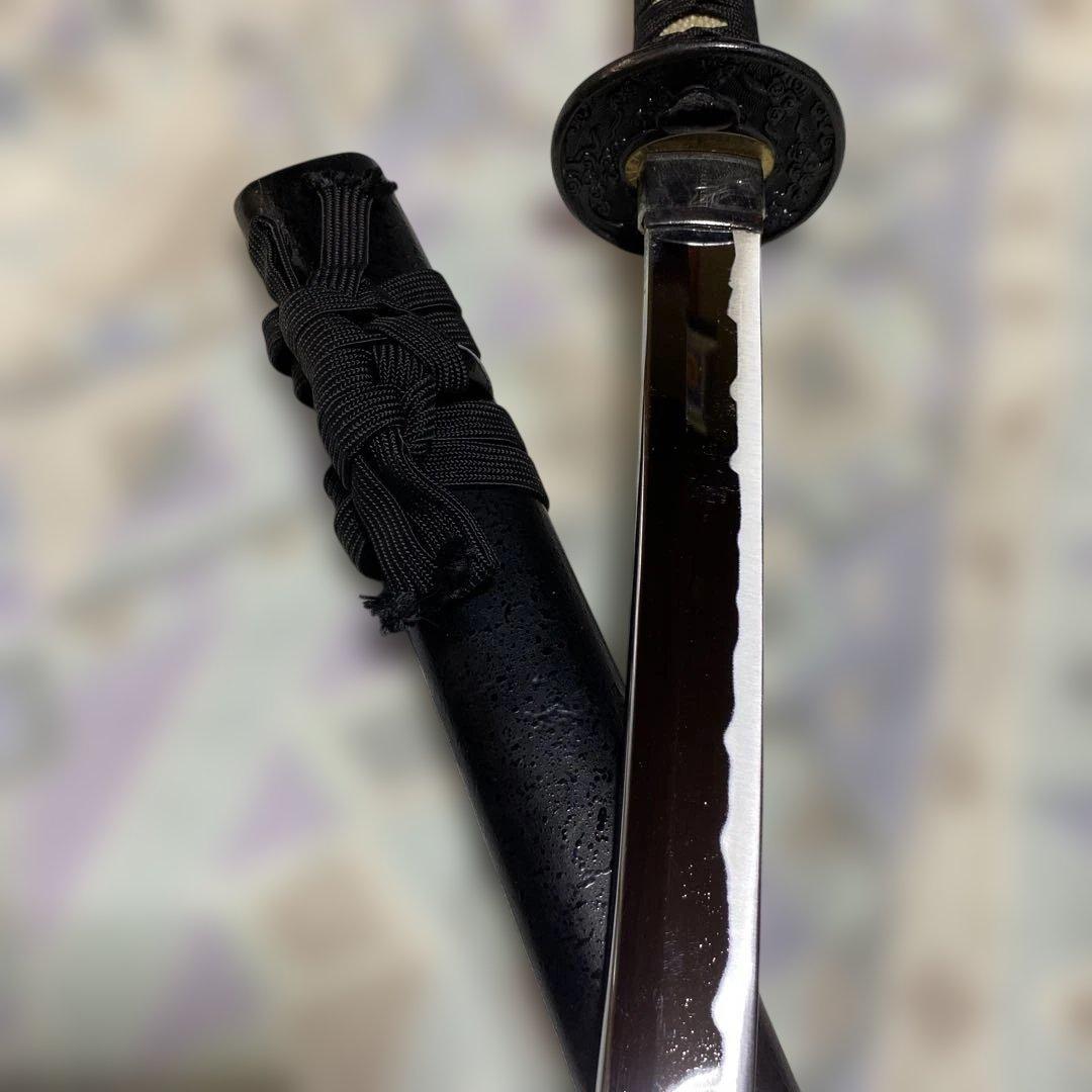 割安模造大刀 黒柄 雲龍黒楕円鍔 黒梨地鞘