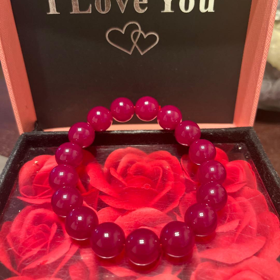 天然石ブレスレット　ミャンマー産　ルビー 大玉