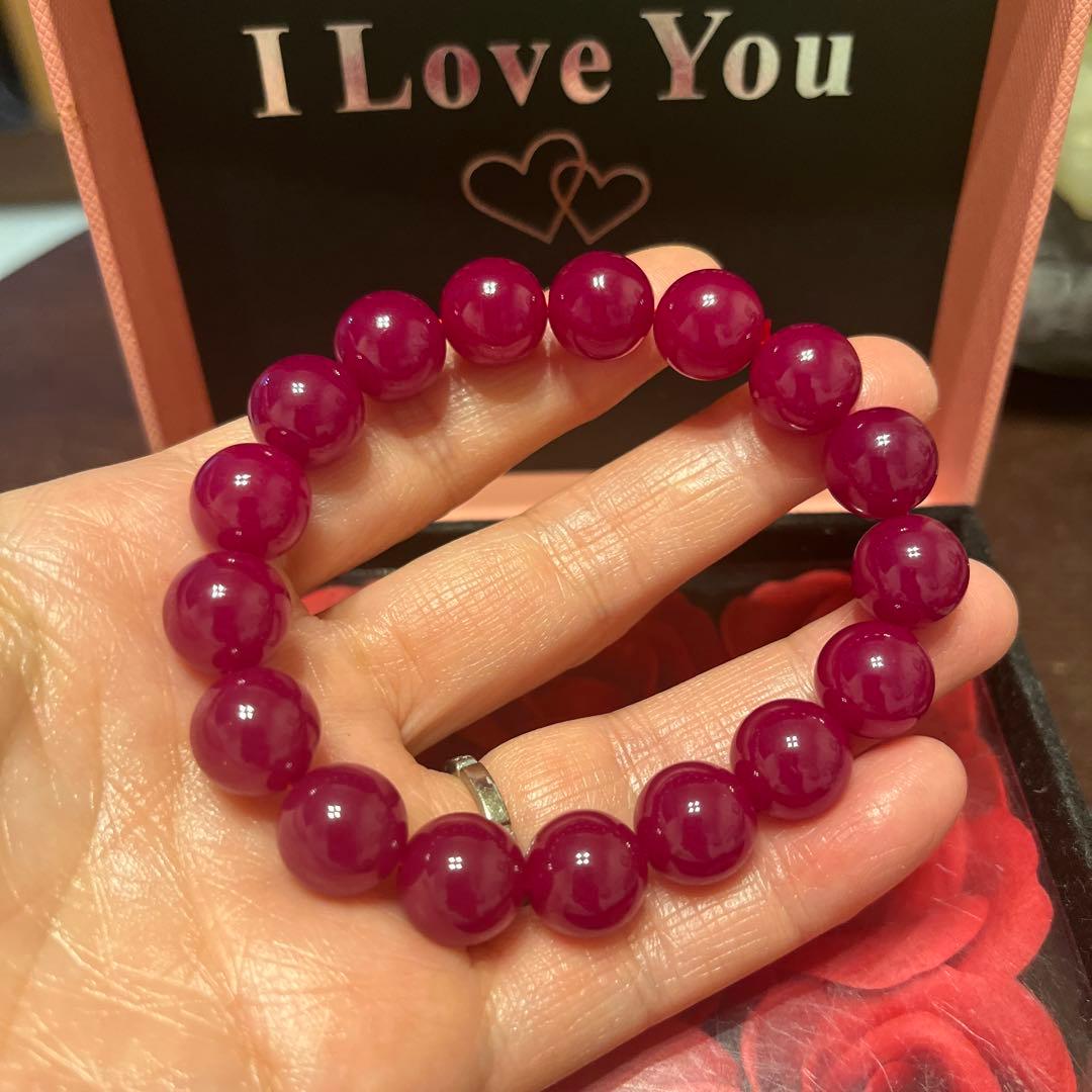 天然石ブレスレット　ミャンマー産　ルビー 大玉