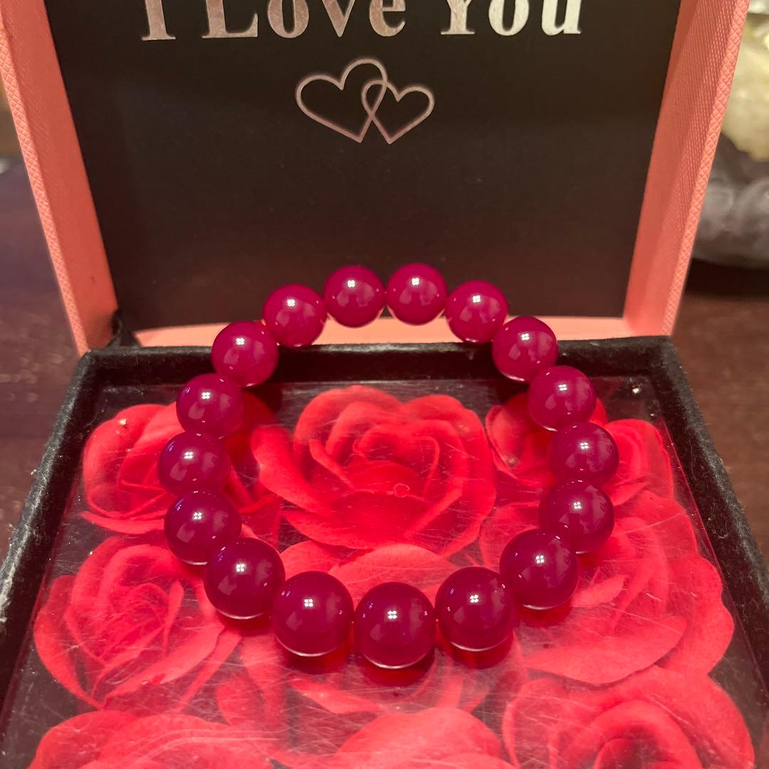 天然石ブレスレット　ミャンマー産　ルビー 大玉