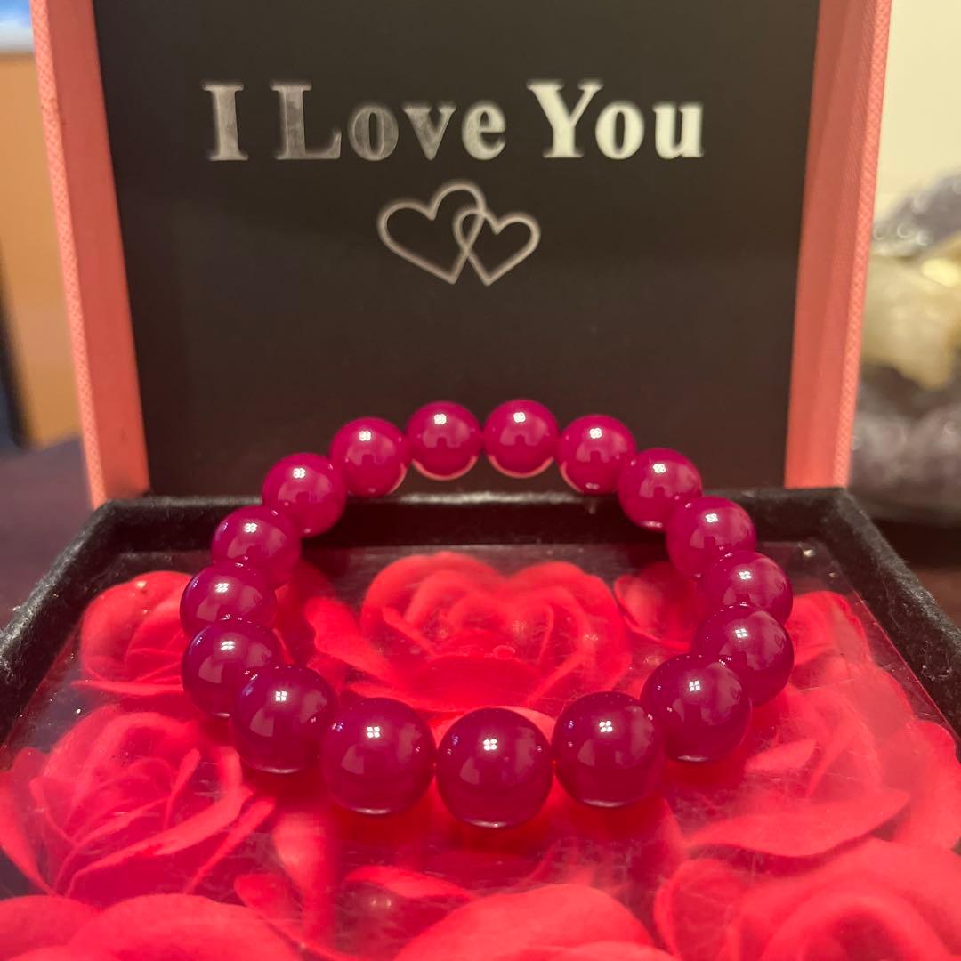 天然石ブレスレット　ミャンマー産　ルビー 大玉