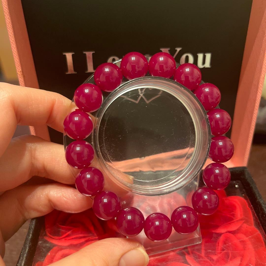 天然石ブレスレット　ミャンマー産　ルビー 大玉