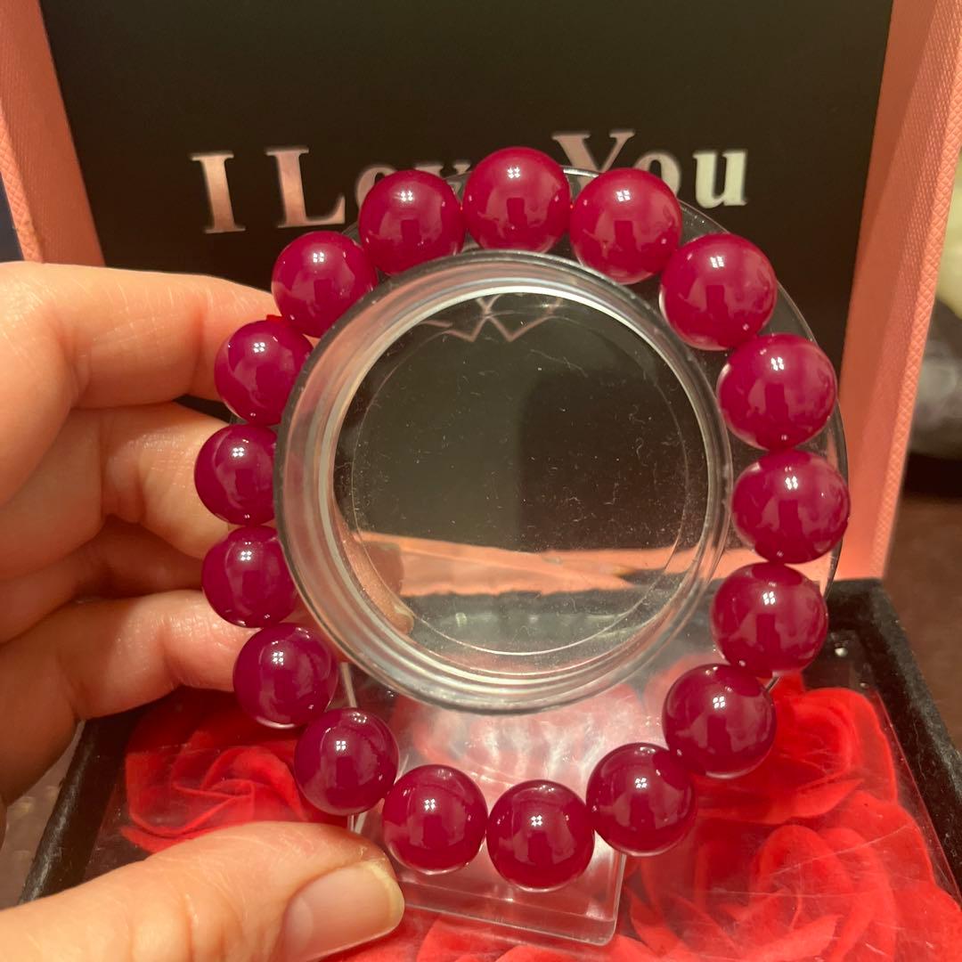 天然石ブレスレット　ミャンマー産　ルビー 大玉