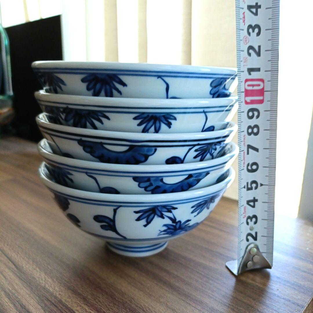 源右衛門　古染付山水絵　飯碗　５客