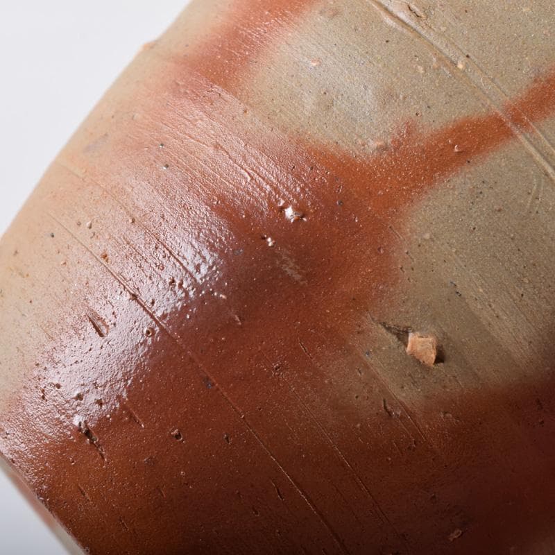 茶道具　備前焼　木村陶峰作　肩衝茶入　仕覆付　共箱　V　7280