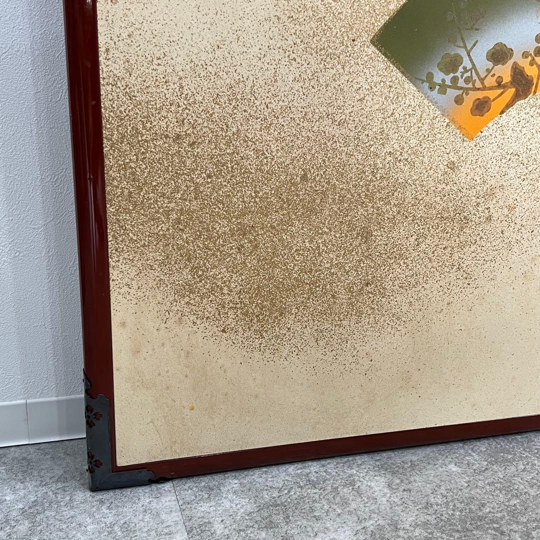 美品 扇柄屏風 ベージュ系 屏風絵 ヴィンテージ品 二扇