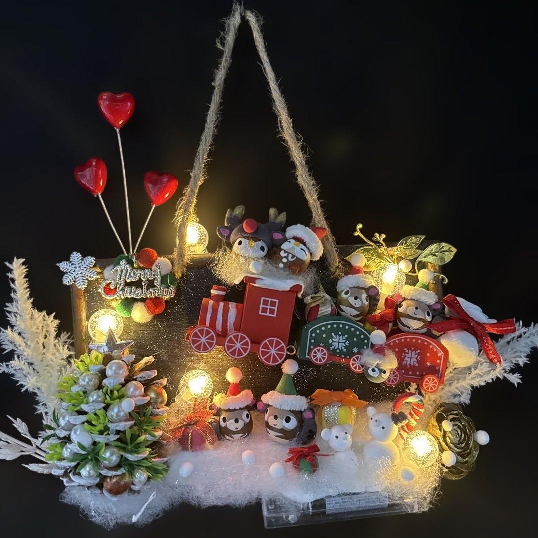 どんぐりアート♡ Xmasタペストリー風＆ブーツオブジェ2点♡