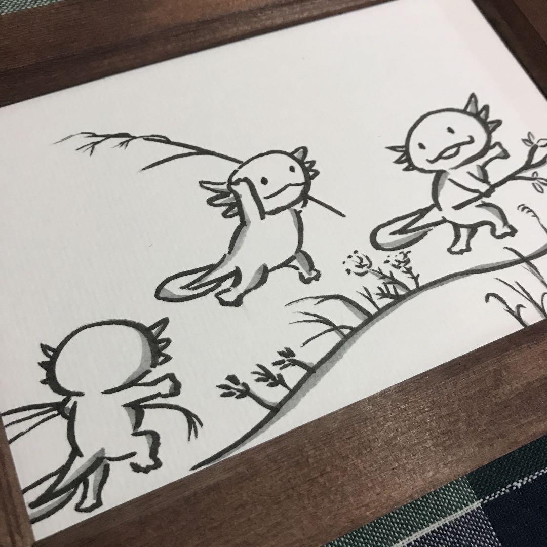 ウーパールーパー 鳥獣戯画 イラストB