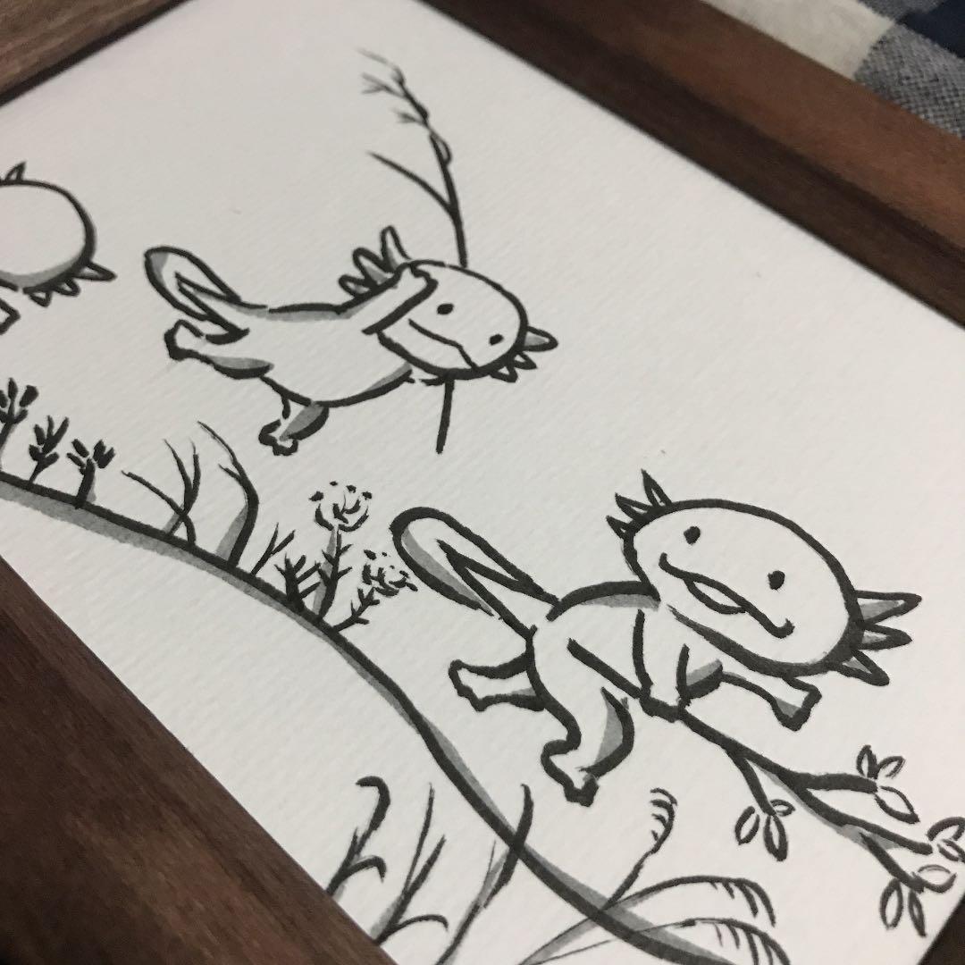 ウーパールーパー 鳥獣戯画 イラストB