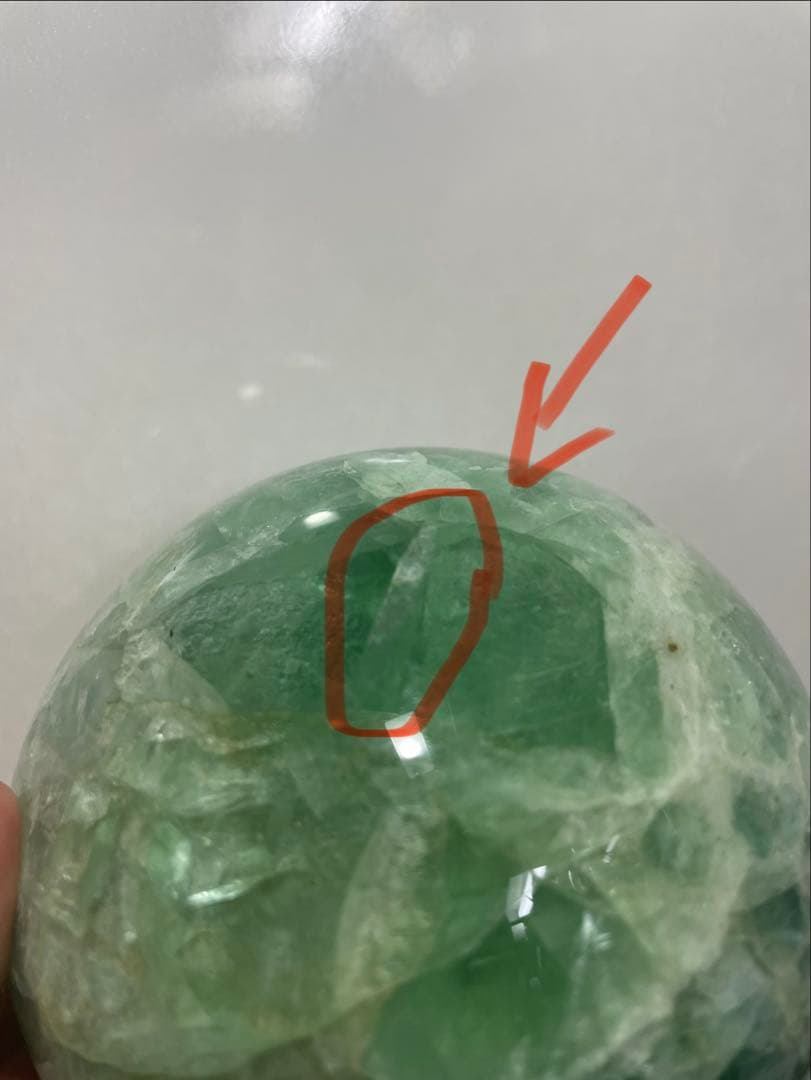 【天然石】グリーンフローライトのスフィア　大玉　丸玉　2000g over