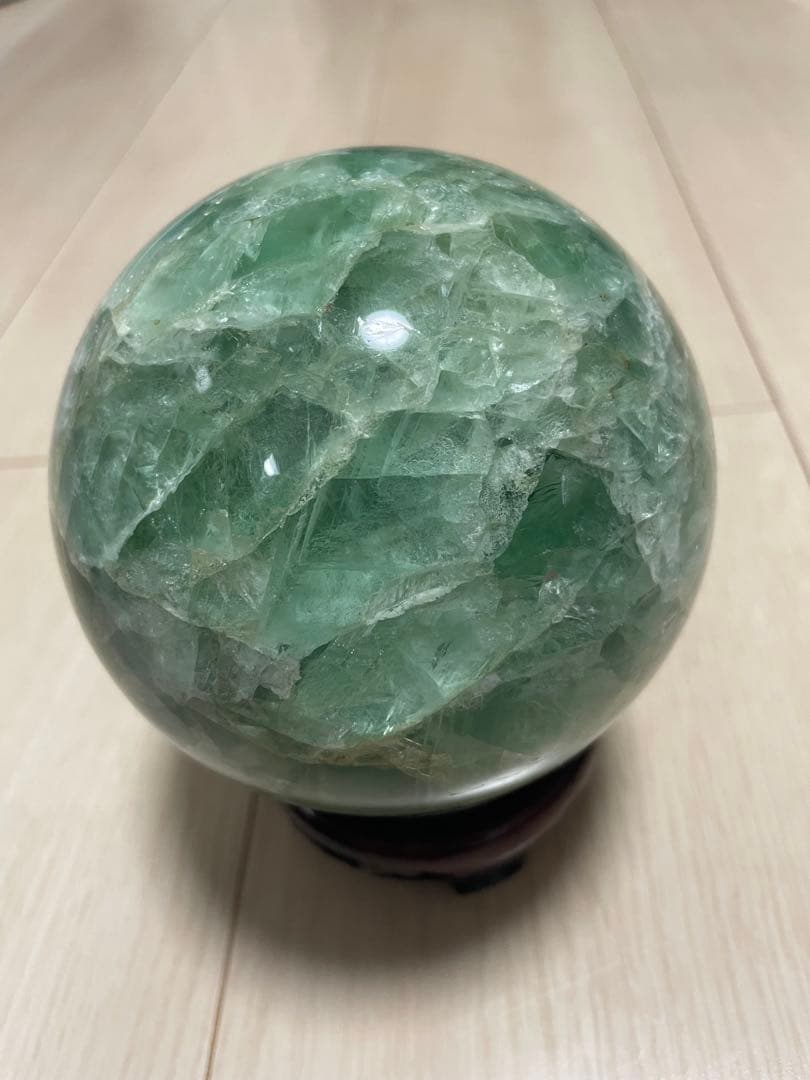 【天然石】グリーンフローライトのスフィア　大玉　丸玉　2000g over