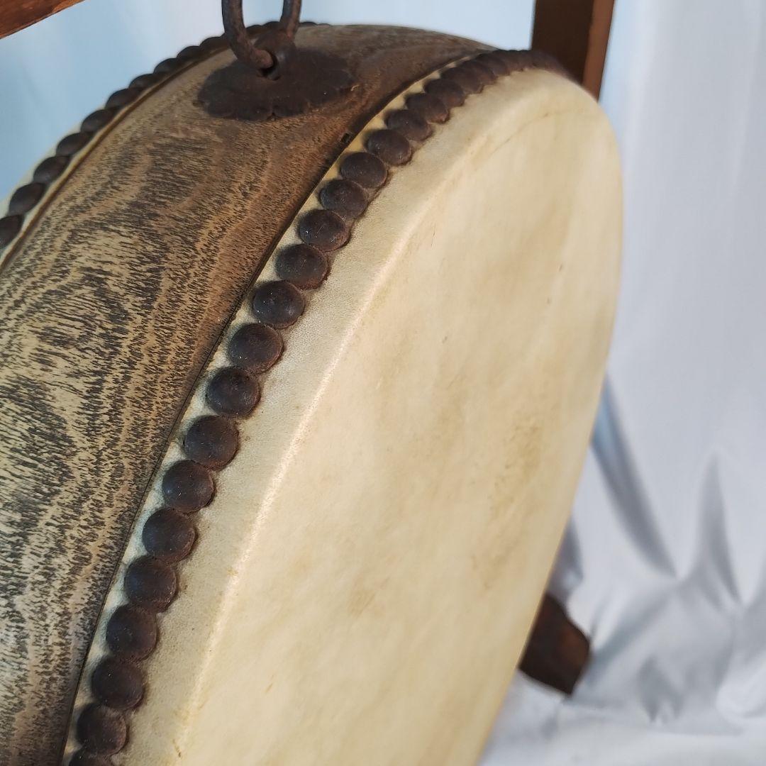 和太鼓 平太鼓 平胴太鼓 鳥居台付き 約38cm 和楽器