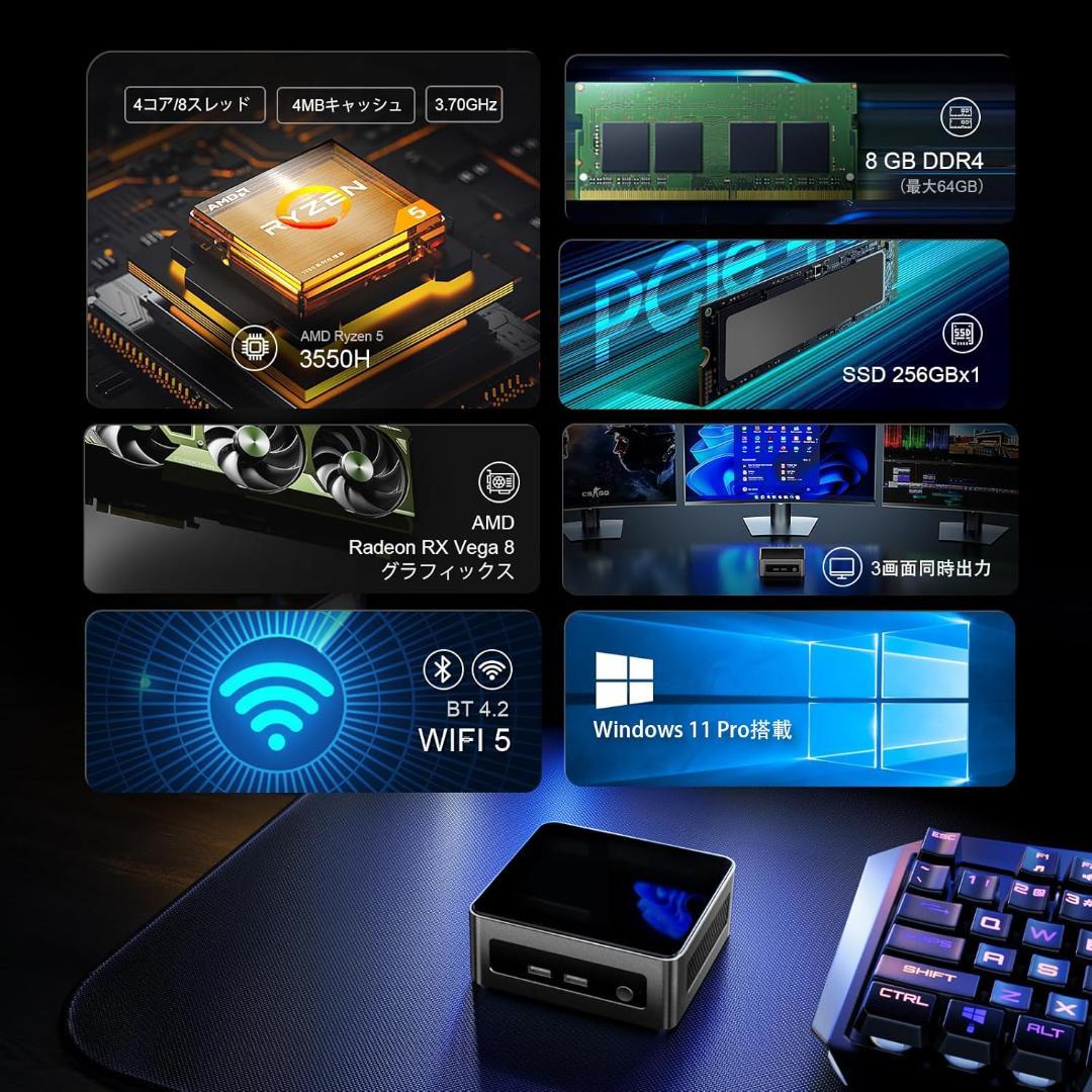 ミニPC AMD Ryzen 5 3550H 4コア8スレッド 限定１個