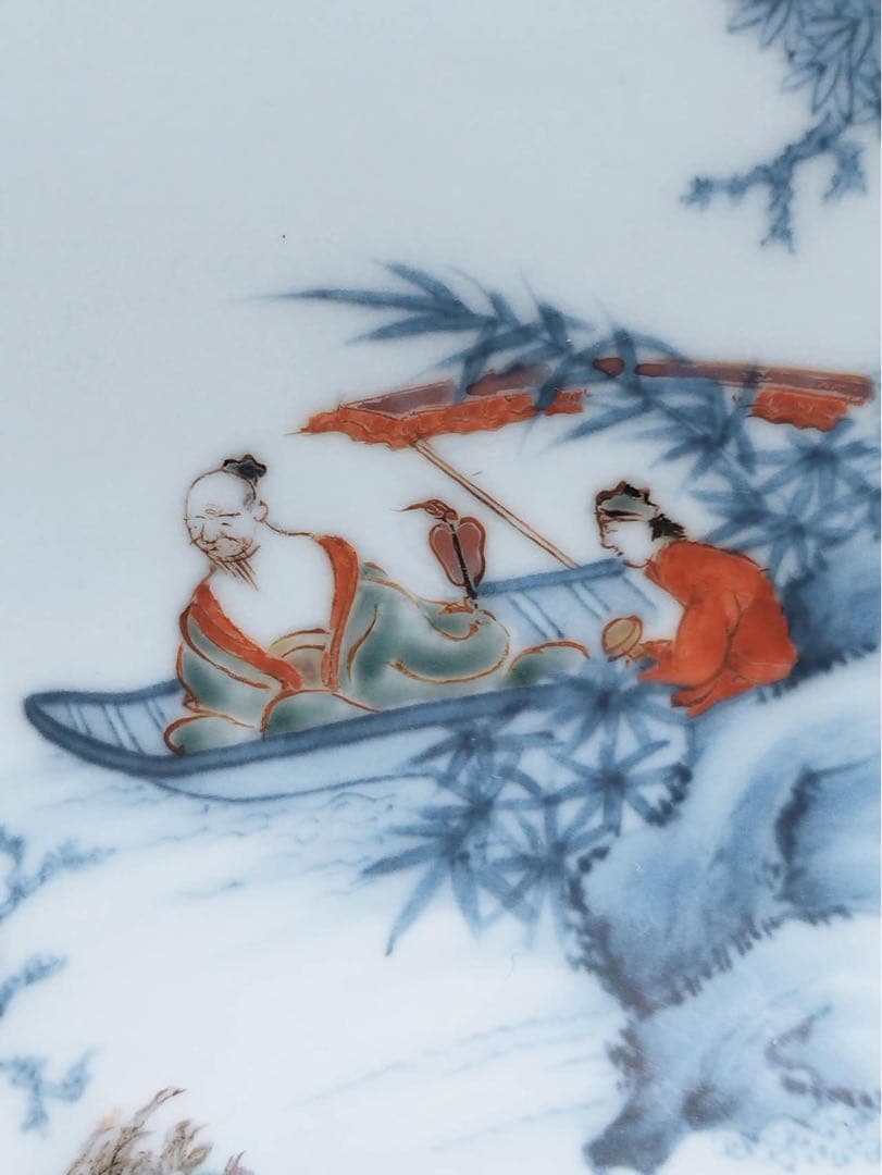 秀逸作品　十二代酒井田柿右衛門作　内染錦楼閣山水図　外錦手唐草細密絵 大鉢