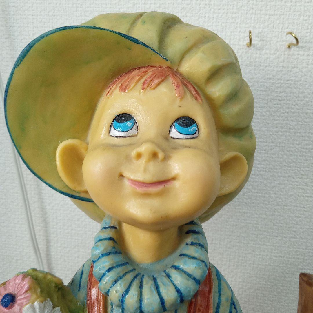 レトロ　女の子　男の子　の置物イタリア製　未清掃