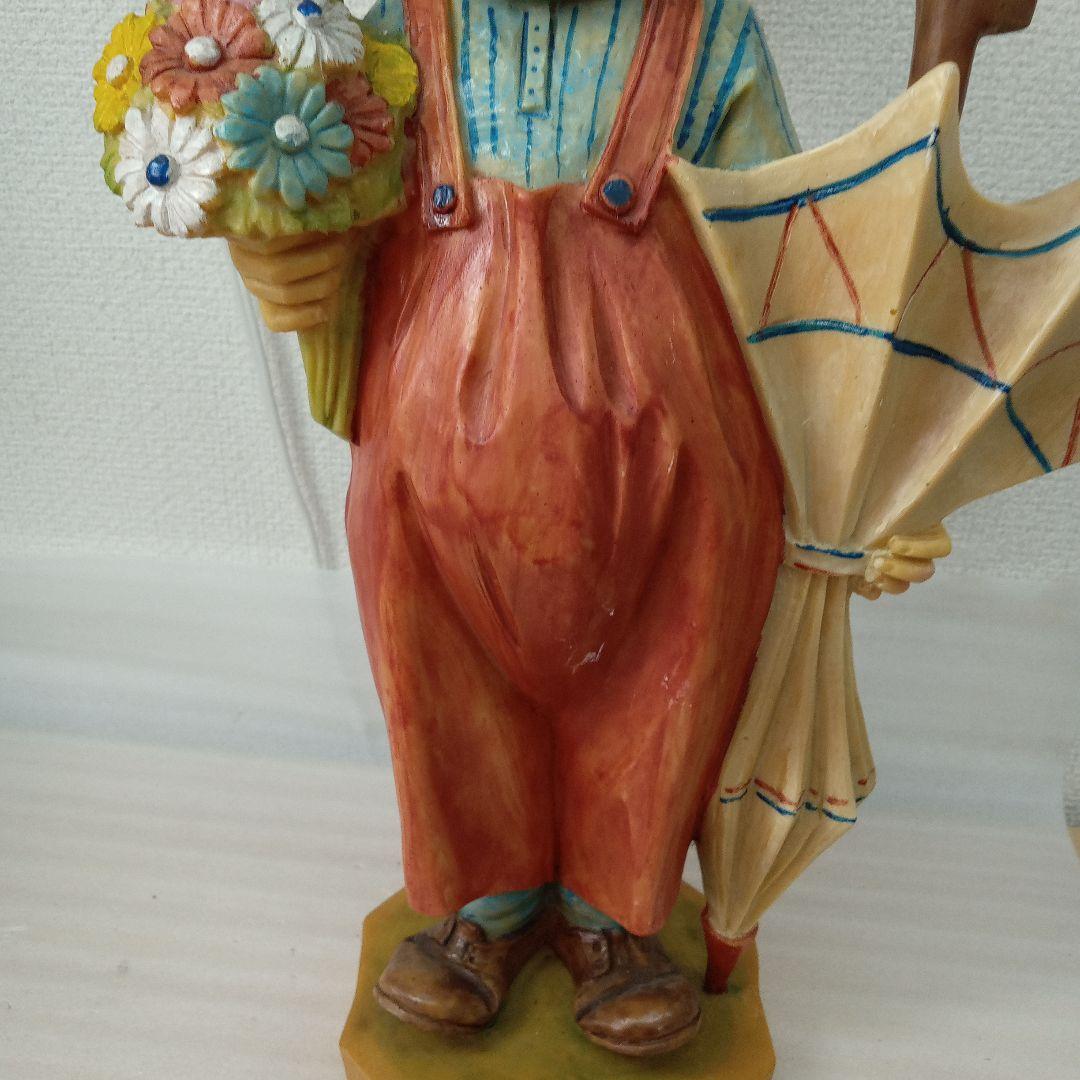 レトロ　女の子　男の子　の置物イタリア製　未清掃