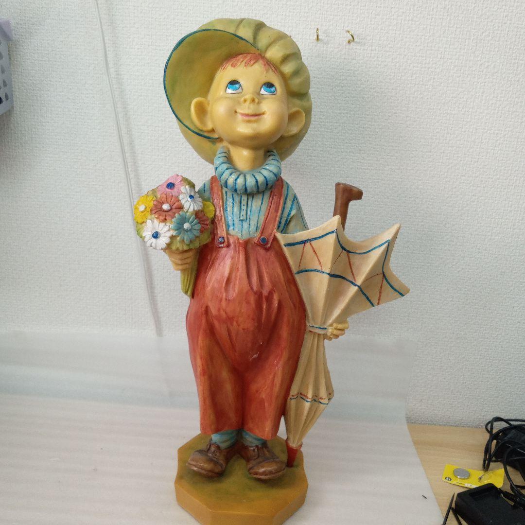 レトロ　女の子　男の子　の置物イタリア製　未清掃