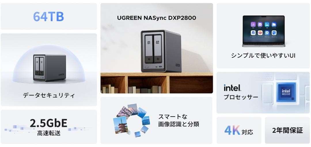 UGREEN⭐新品NASync⭐DXP2800 64TB NAS⭐