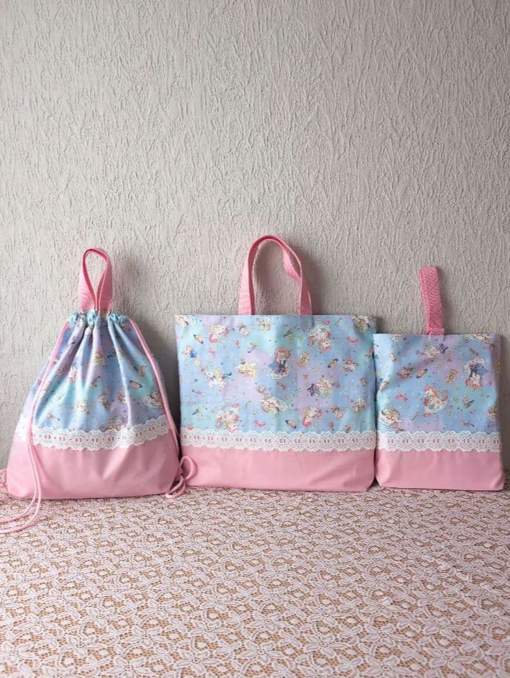 ユニコーン＆ピンク入学入園7点セット、レッスンバック☆上履き袋☆体操着袋☆女の子