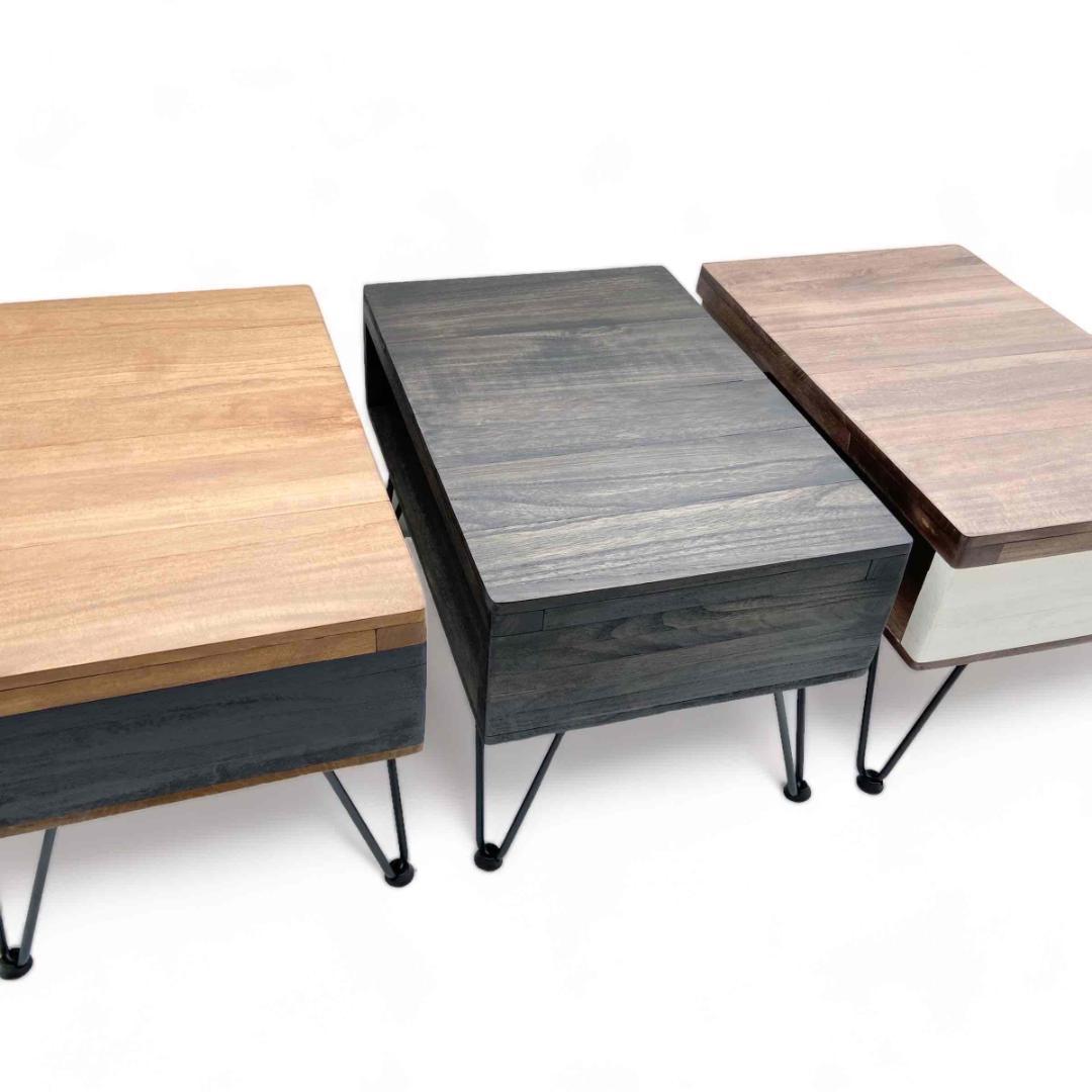 桐のテーブル オーク×アイアンブラック（リビングテーブル サイドテーブル）
