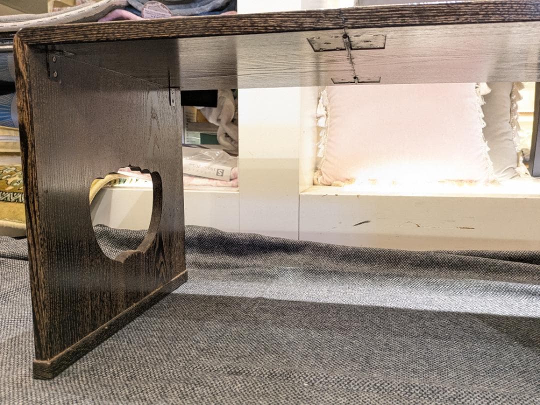 折り畳み式 文机 座机 引き出し 3段 小物入れ 和家具 木製 書斎机 古民具