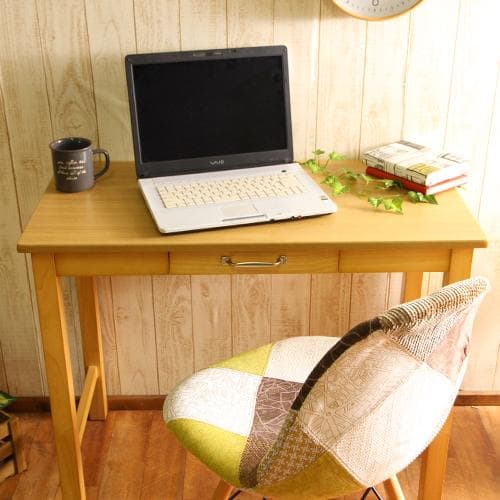 引出し付きシンプルデスク 幅90cm ナチュラル