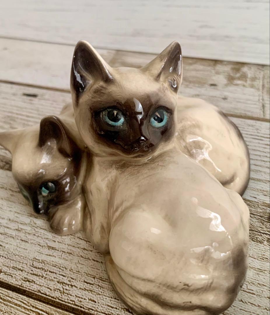 ベスウィック 2匹のシャムの仔猫 猫の置物 フィギュリン アンティーク②