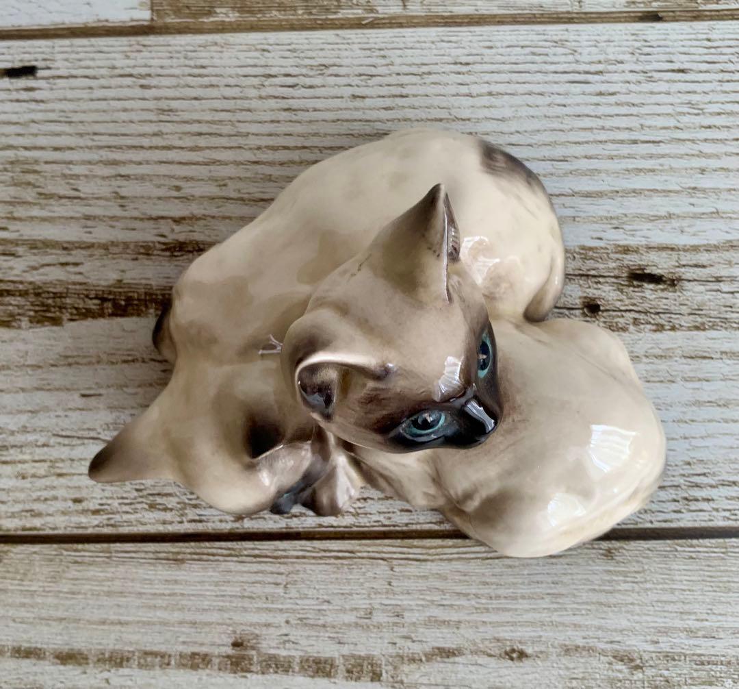 ベスウィック 2匹のシャムの仔猫 猫の置物 フィギュリン アンティーク②