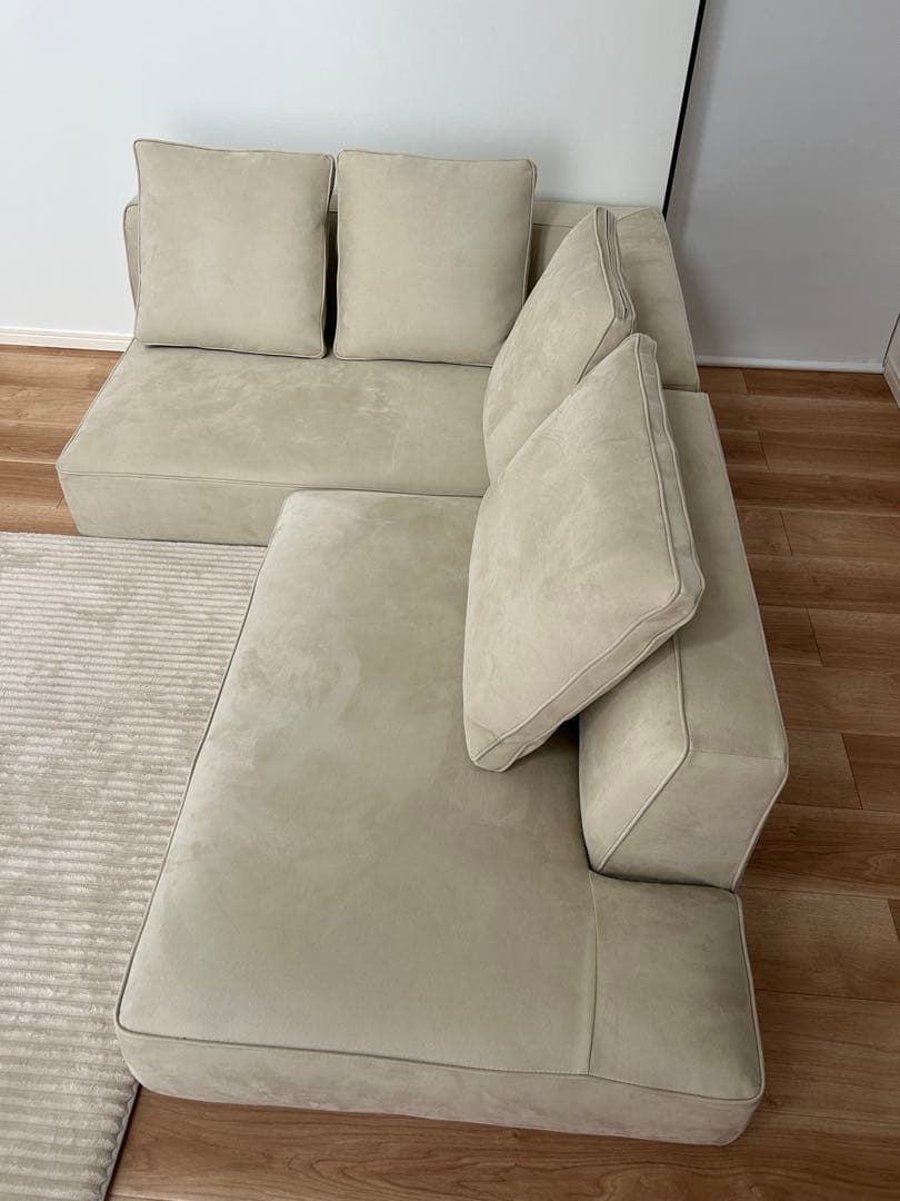 ベージュ L字型ソファ カウチソファ