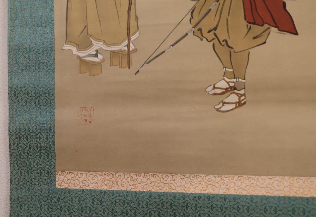 工芸画 親鸞聖人 山伏の弁円 紙本 掛軸 常陸國稲田禅坊之印 仏画 MB250