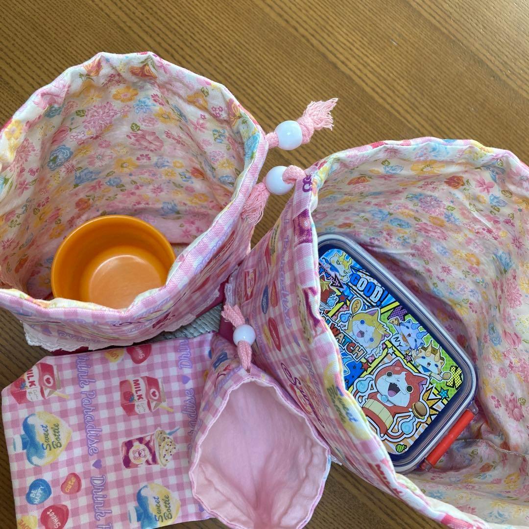 【匿名配送】入園入学6点セット　手提げ袋　靴袋　体操服袋他　飲み物柄