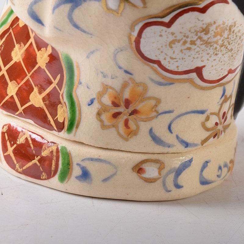 茶道具　京焼　橋本永豊作　色絵　お福　香合　共箱　V　7755