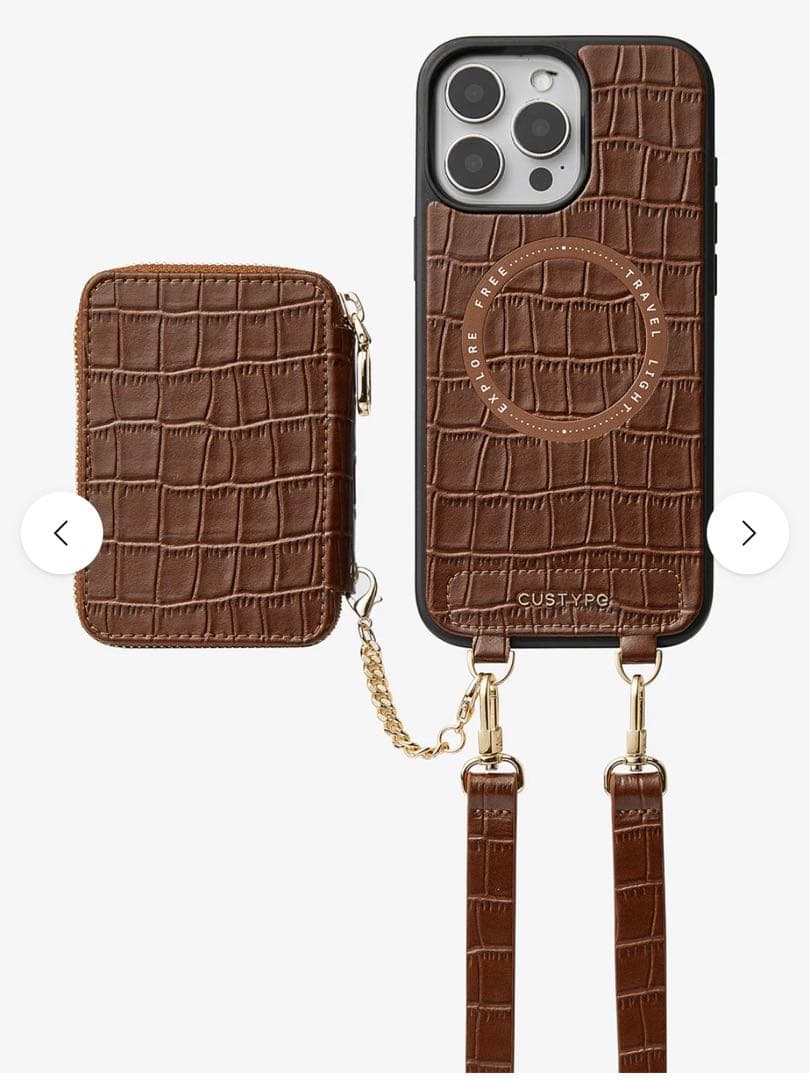 Custype ブラウン クロコダイル型押し iPhoneケース