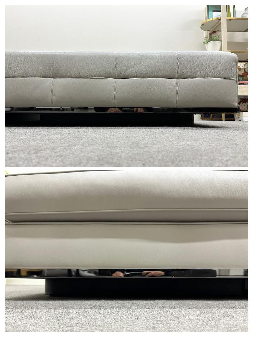 大幅値下げ！Minotti/ローレンス　システムソファ　レザー　グレー/ベージュ