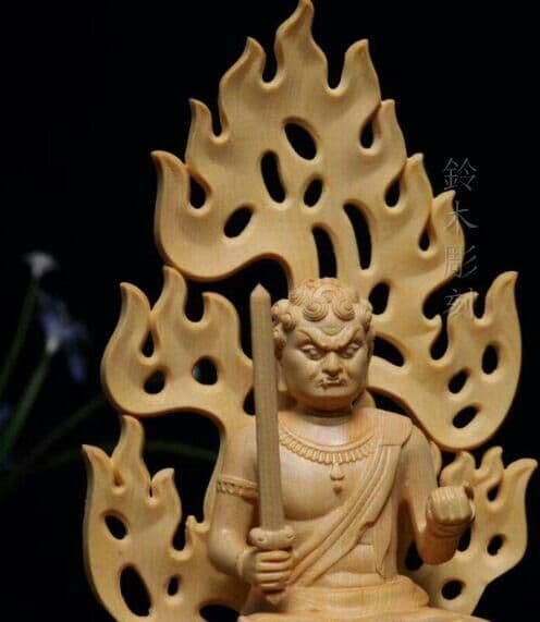 仏教美術品 『不動明王』?木造不動明王坐像?蓮華丸台座?木彫仏像  招財開運