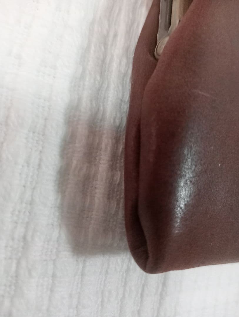 未使用 nafka がま口 天然革 レザー 長財布 ダークブラウン 軽量