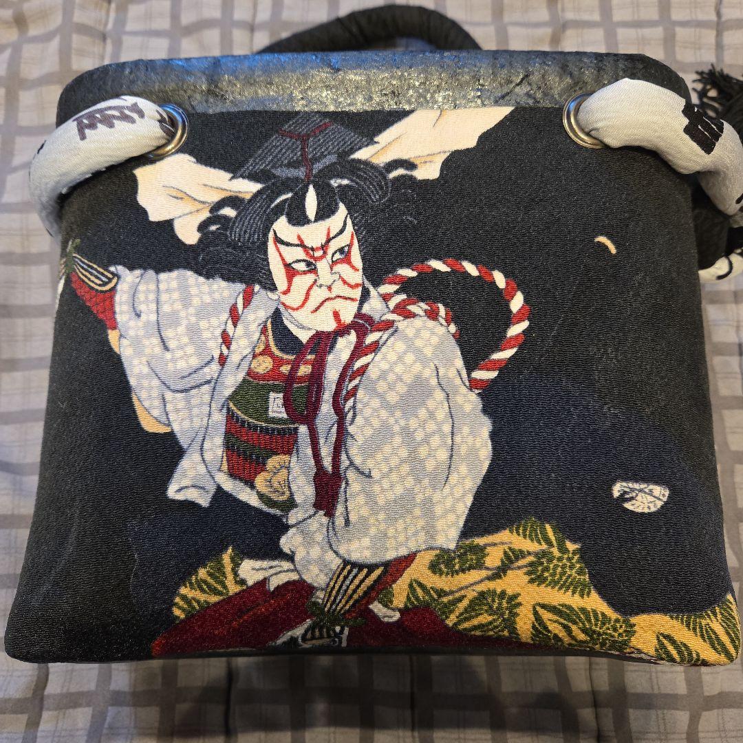 浮世絵歌舞伎柄の一閑張りかごバッグ