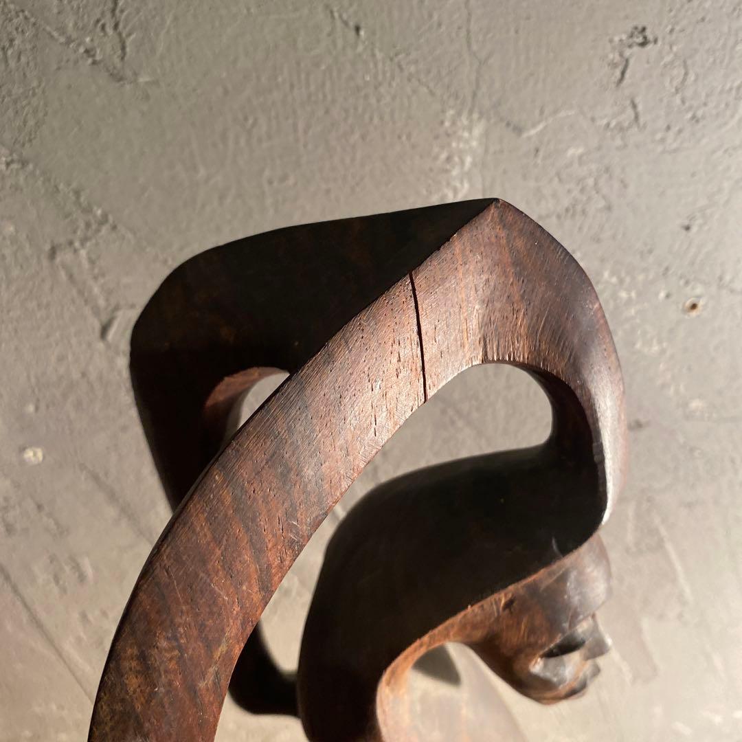 アフリカ マコンデ 木彫オブジェ 5面 インテリア プリミティブ 73cm