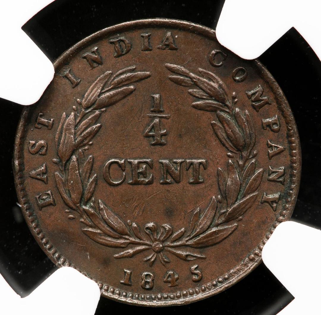 NGC-XF45BN　海峡植民地 ヴィクトリア 1845 銅貨
