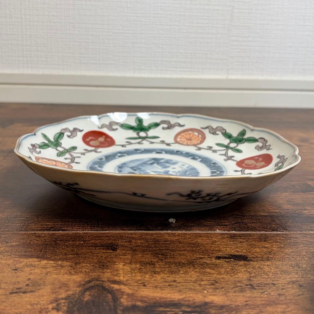 古伊万里 赤玉鯉滝上り図　大皿2客 中皿/七寸皿/お皿/アンティーク