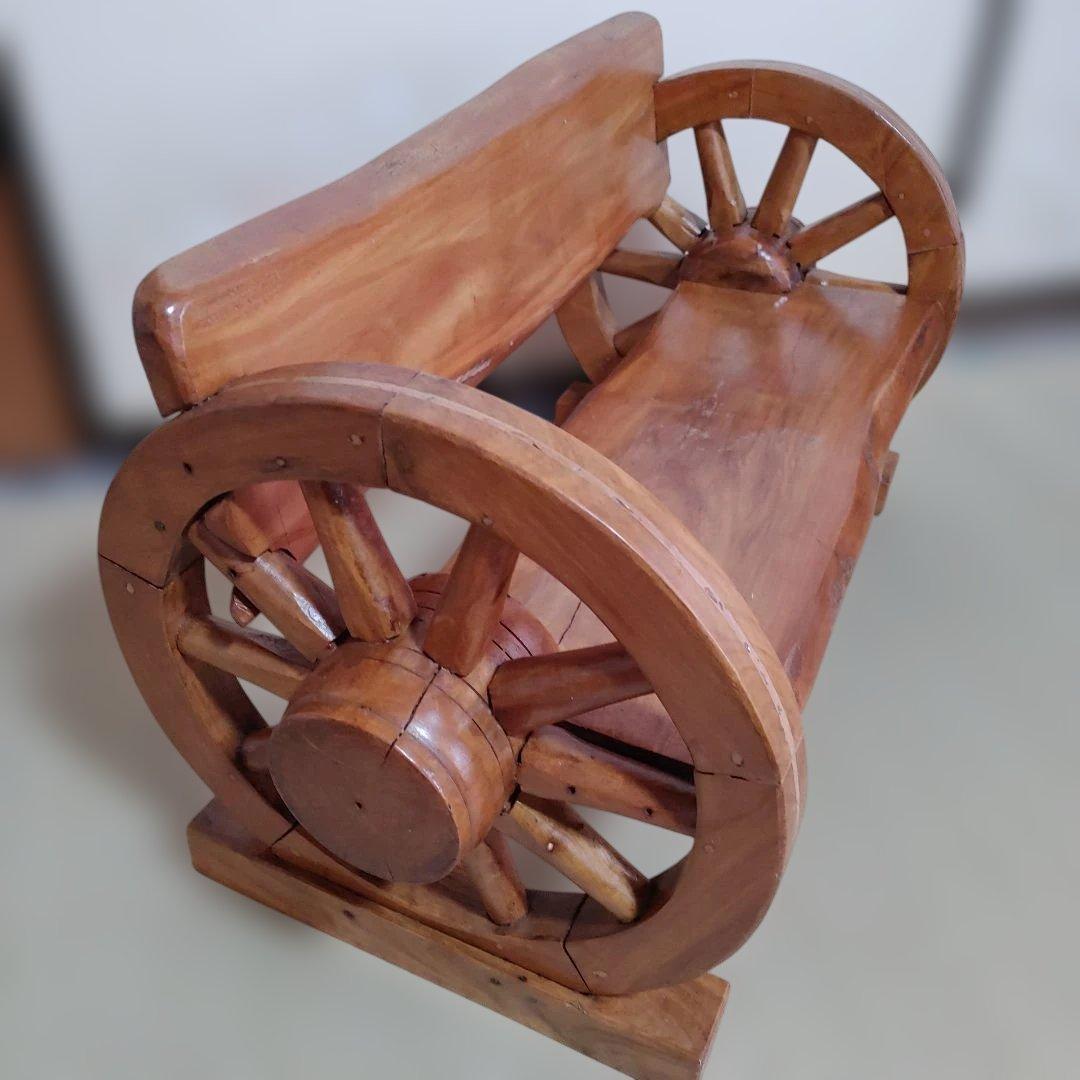 木彫り/手彫り/手作り/木製車輪ラック