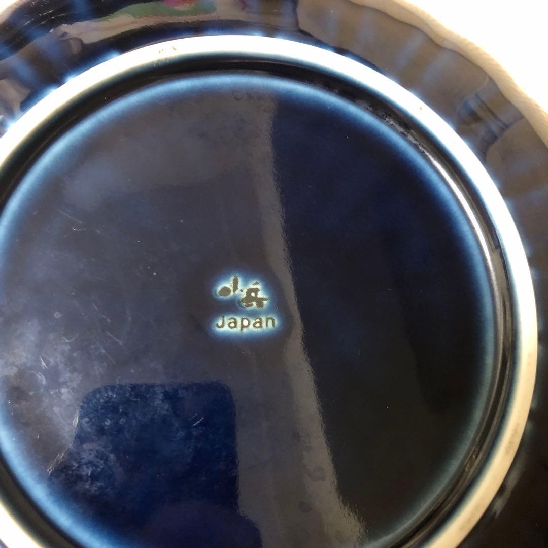 専用　カネコ小兵　美濃焼　ぎやまん陶　茄子紺ブルー　4枚セット＋欠け1枚