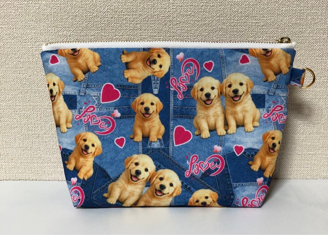 20cmポーチ　ゴールデンレトリバー　マチあり