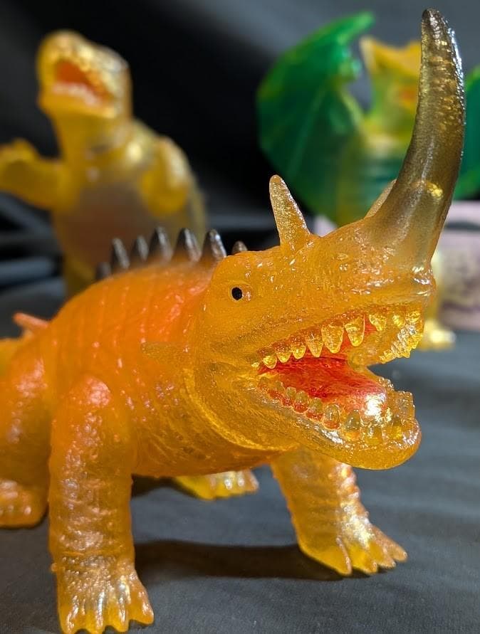 昭和ガメラ＆バルゴン＆ギャオス（マルサン・日東復刻）クリアミドルソフビ３体セット