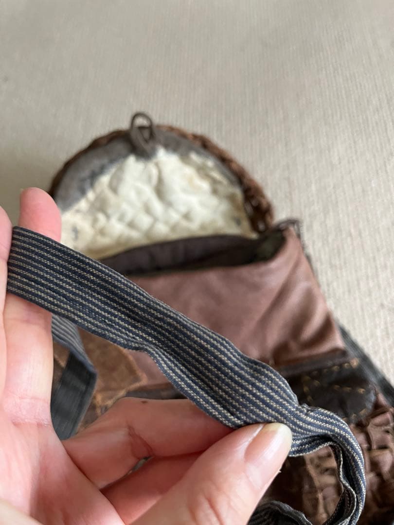 ◆個性的！山葡萄と柿渋布と裂き織りのポシェット ハンドメイド◆