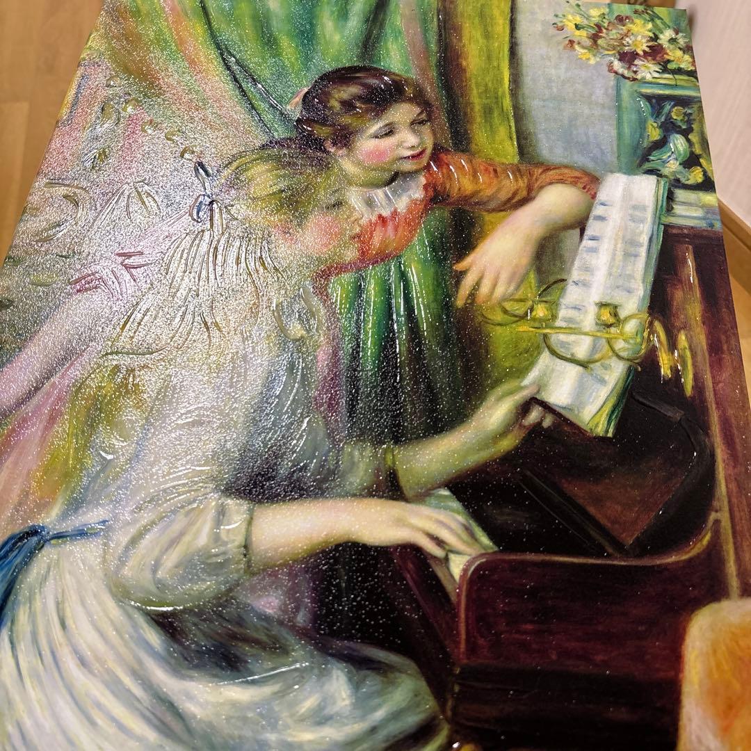 音楽を楽しむ少女たちの油彩画