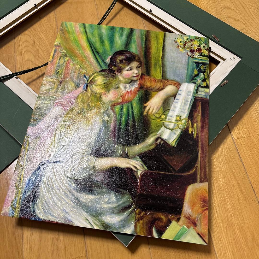 音楽を楽しむ少女たちの油彩画