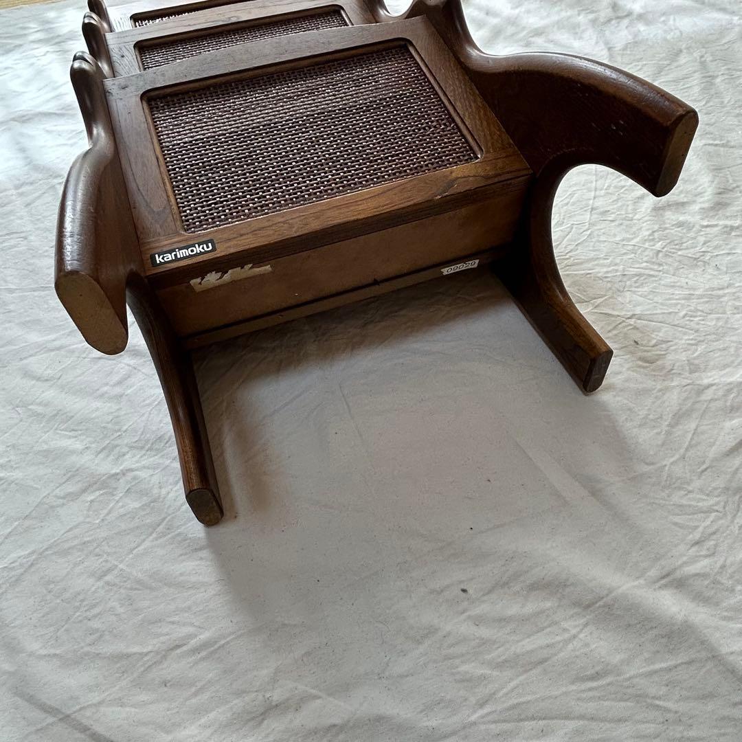 【希少】90s karimoku カリモク コロニアル 3段 木製マガジンラック