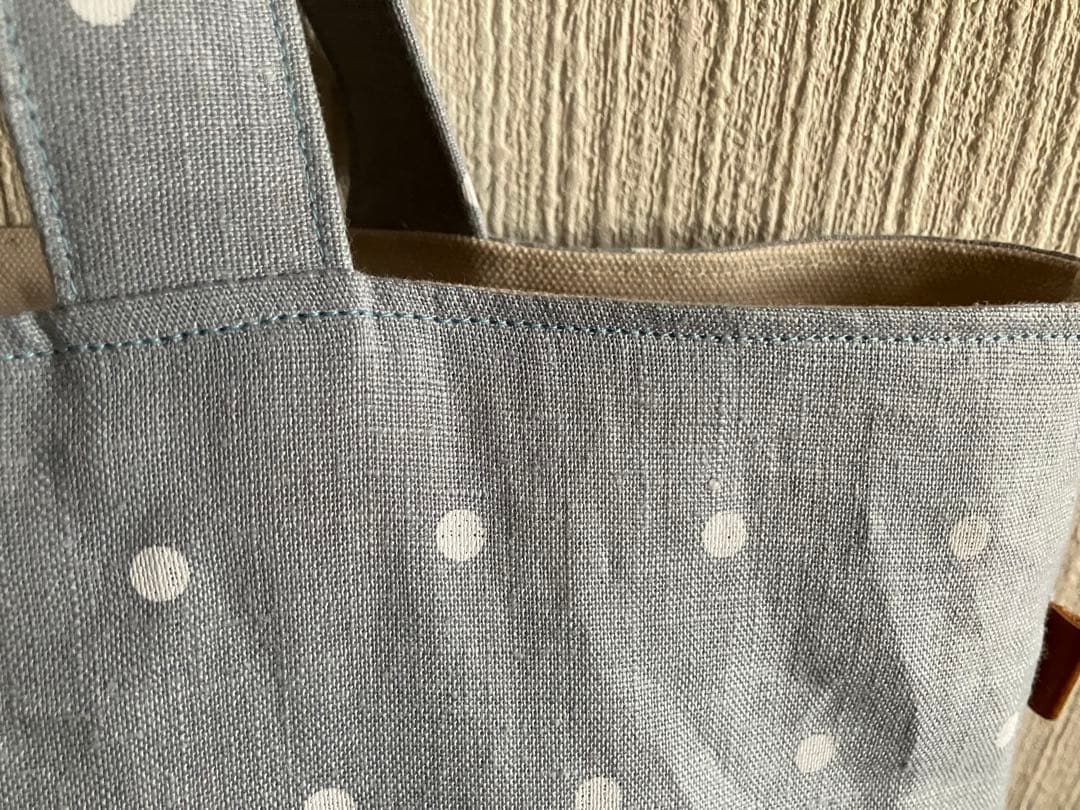 KEMA24さま専用 リトアニアリネンそらいろドットのコロンとトートバッグ 大